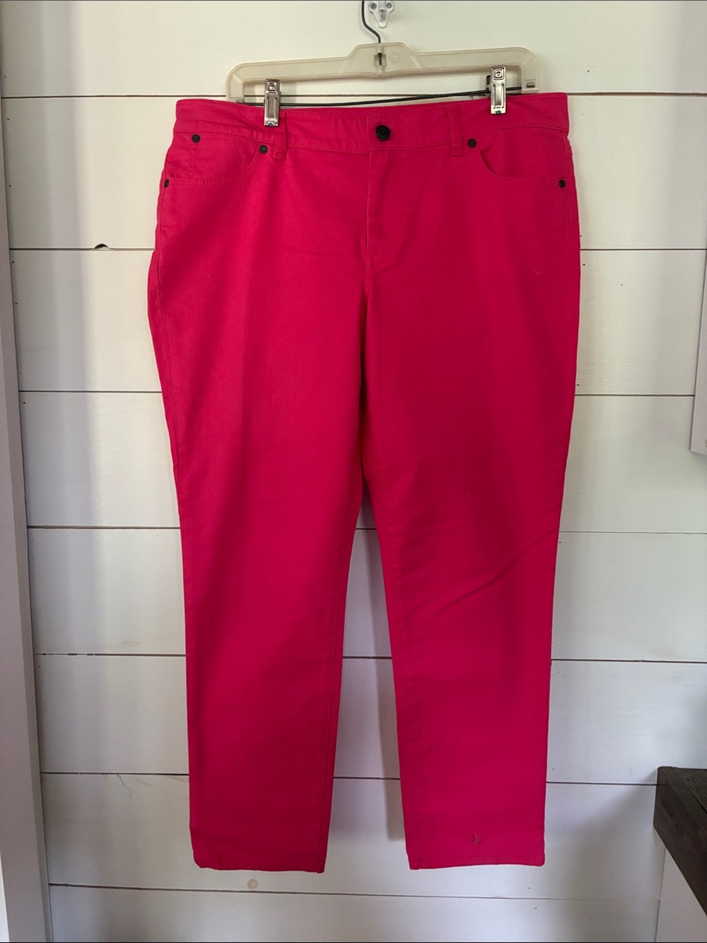Talbots Signature Hot Pink Slim Ankle Straight-Leg Jeans Size 14P 32